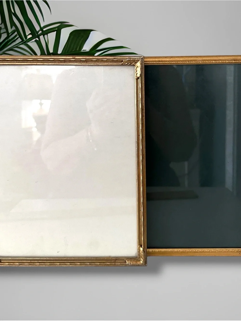 Vintage 8X10 ORNATE LEMON GRECIAN GOLD METAL Picture Frames VELVET BACK Lot Of 2